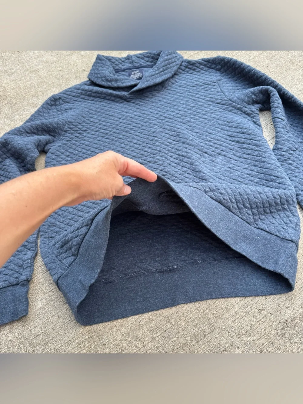 J.Crew Quilted Shawl Collar Blue Nebula Men’s Pullover Sweater Size Large BU376